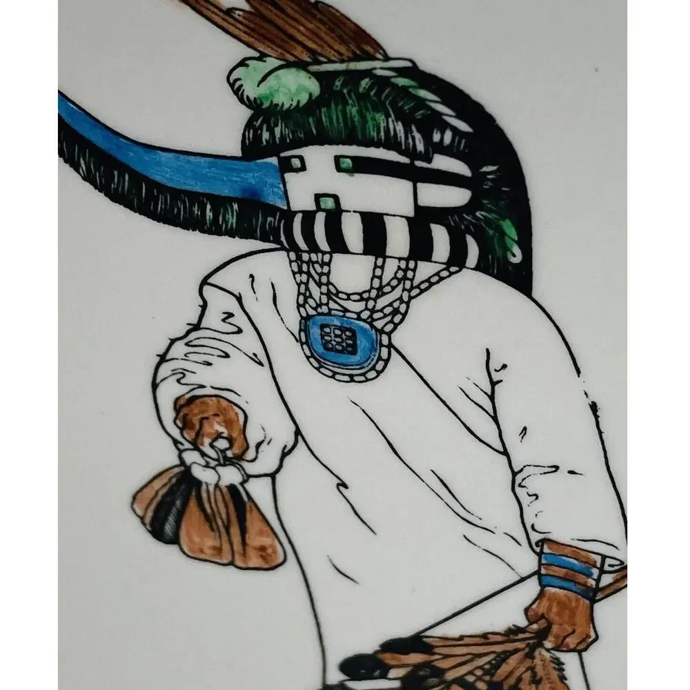 Ceramic Kachina Recipe Card Note Greeting Holder Clip Desk Southwest Native Amer